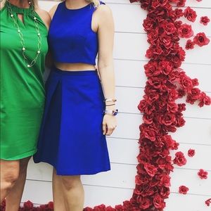 Blue two piece skirt and crop top